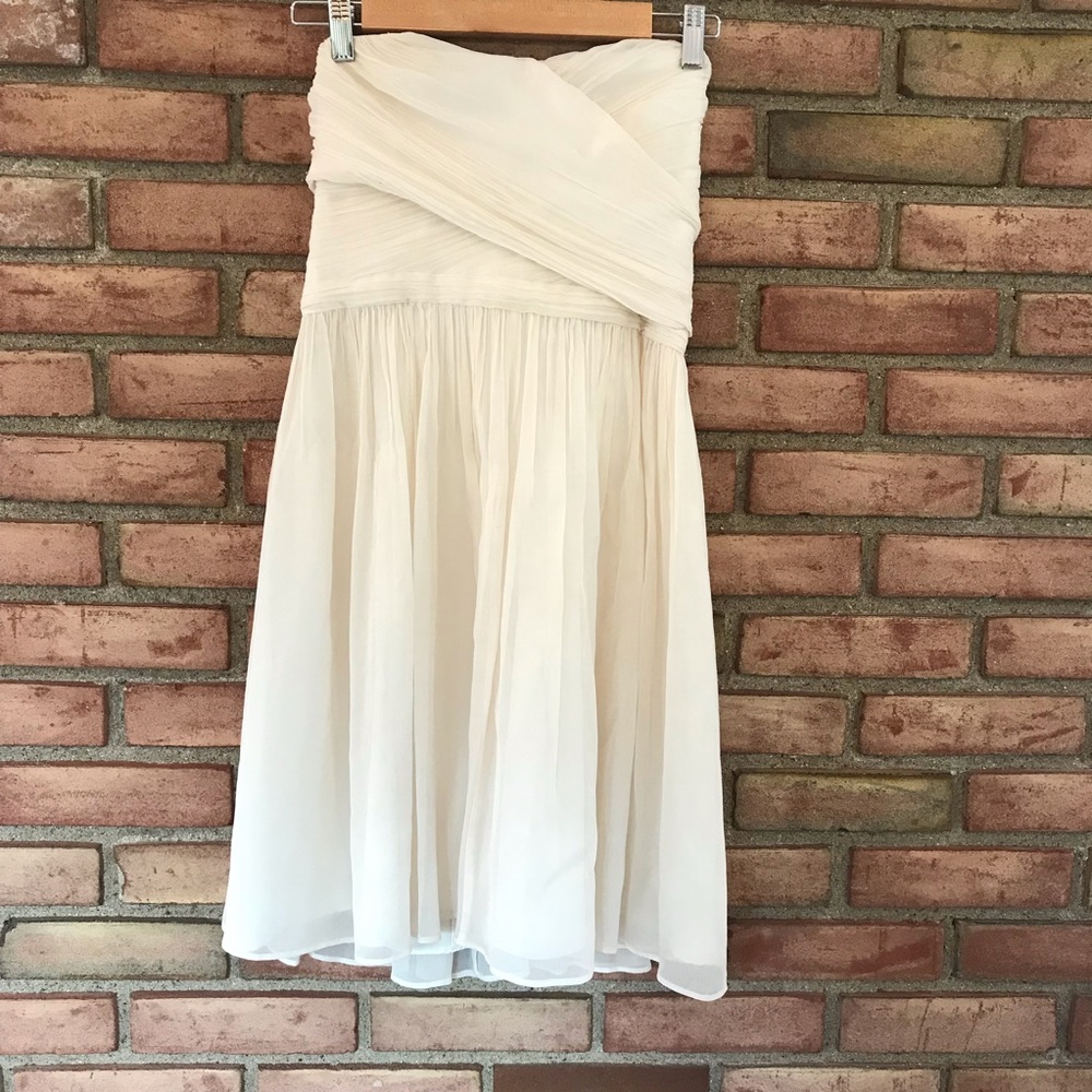 J. Crew cream strapless stress